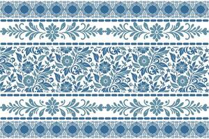 elegant blue floral drawing in one line technique with minimal leaf accents and balanced border structure vector