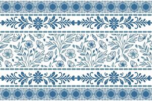 minimal botanical layout in blue featuring flowers and thin border structure for women wear and accessories vector