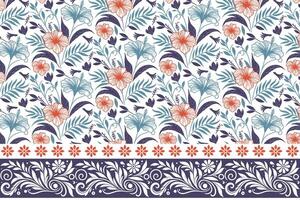 one line floral sketch pattern. border embroidery with flowers and leaves. minimal outline botanical design. modern textile for fashion and home vector