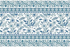 elegant botanical composition in soft blue ink featuring stylized floral outlines and border framing vector