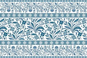 simple and elegant blue floral line pattern showcasing one line flowers bordered by a fine botanical frame vector