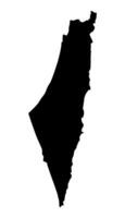 Silhouette map outline of the country of Palestine in black on white background vector