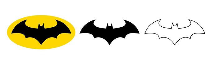 Various styles of batman logos in black and yellow design on white background vector