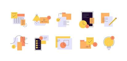 Office routine. Remote education. Planning and time management. Infographic elements vector