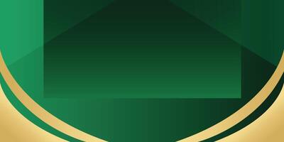 Emerald Green Abstract Background with Geometric Shapes and Gold Frame Border vector