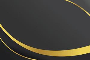 Luxury black gradient background with golden wave border and copy space vector
