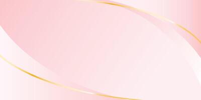 Modern light pink abstract background with pink geometric and gold lines border vector