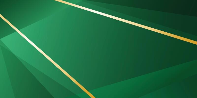 Modern emerald green abstract background with gradient colors, featuring abstract geometric shapes and gold lines