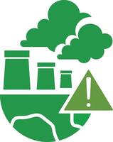 air pollution icon. green icon with a warning sign highlighting the issue of air quality and pollutiona. illustration vector