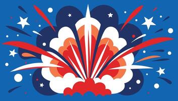 Patriotic Celebration with Red White and Blue Bursting Fireworks Design vector