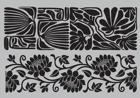 a set of decorative patterns in black and white vector