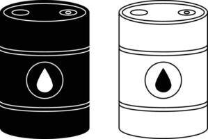 Oil drum container icon set, barrel icon set. black desig, isolated on white background, for apps and websites vector