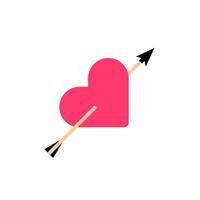 Amour symbol with arrow and heart flat illustration isolated on white background vector