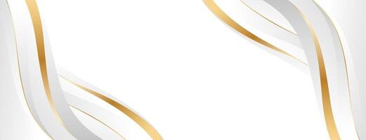 Elegant white and gray luxury wave background with gold accents. Abstract modern banner design vector