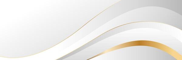 Modern white and gold luxury curve background for elegant banners vector