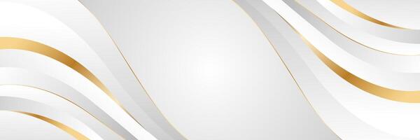 Elegant white and gray luxury wave background with gold accents. Abstract modern banner design for websites, headers, sale templates, business ads, awards, events, and more vector