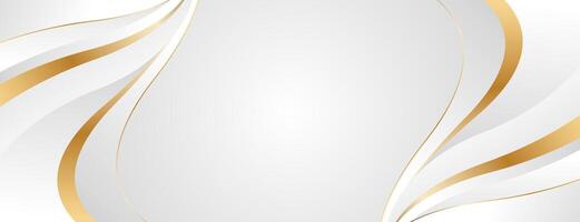 Minimalist white-gray and gold luxury banner background vector