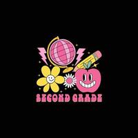 Groovy Second Grade T-shirt Design vector