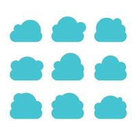 Set of blue sky, clouds. Cloud icon, cloud shape. Set of different clouds. Collection of cloud icon, shape, label, symbol. Graphic element. Design element for logo, web and print. vector