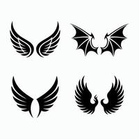Four wing designs set isolated on white background vector