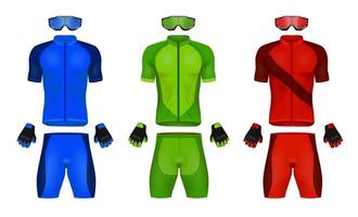 Realistic Cycling Uniform Mockup Set vector