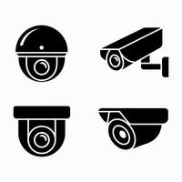 Four security camera icons isolated on white background vector