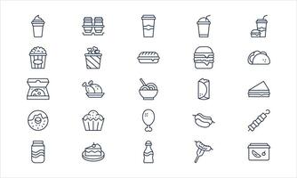 Food and drink symbol showing delicious meals and refreshing beverages in minimal outline style vector