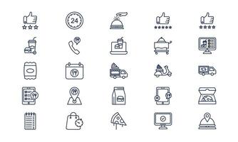 Food delivery symbol showing meal transportation and online ordering in minimal outline style vector