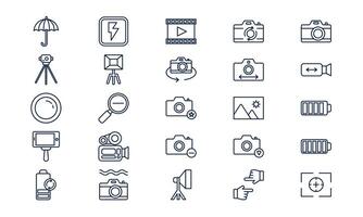Photography symbol showing camera and creative shooting elements in clean modern outline style vector