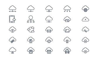 Cloud computing icon representing data storage and online technology in clean outline style vector