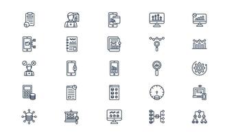 Data analytics icon representing digital analysis and insights from information in outline style vector