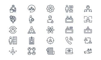 Human resource icon depicting employee management, recruitment, and organizational development in outline style vector