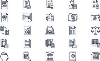 Accounting icon representing financial records, bookkeeping, and business calculations in outline style vector