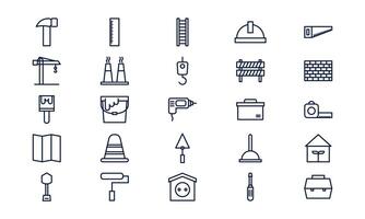Construction icon representing building process, industrial work, and engineering project in outline style vector