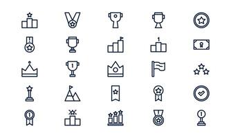 Winner icon symbolizing success, achievement, and first place victory in outline style vector