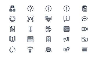 Information icon representing knowledge sharing, help support, and communication access in outline style vector