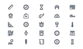 Measurement icon representing precision tools, data scale, and size evaluation in outline style vector