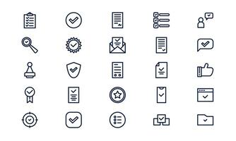 Approval icon depicting acceptance, confirmation, and validation of decision in outline style vector