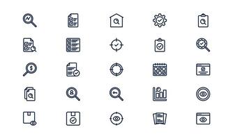 Inspection icon illustrating quality control, assessment process, and detailed evaluation in outline style vector