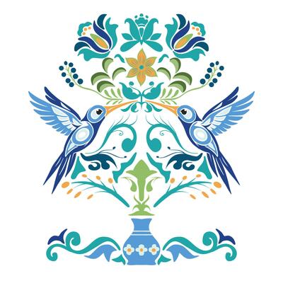 Humming Birds and florals for printing design