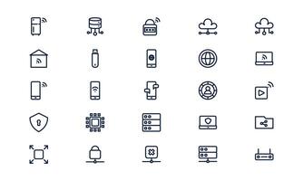 Internet technology icon representing global connection, online access, and digital communication in outline style vector