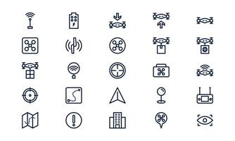 Drone icon illustrating aerial technology, remote control flight, and modern surveillance in outline style vector