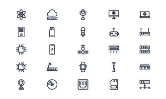 High tech icon representing advanced innovation, futuristic technology, and digital development in outline style vector