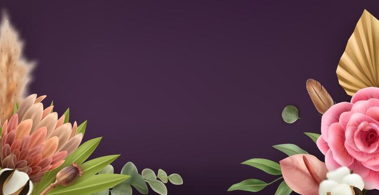 Realistic Floral Boho Background