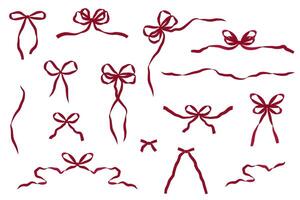 Simple ribbon bow collection. Isolated illustration in hand-drawn style vector