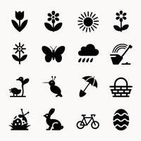 Spring and easter season icon set vector