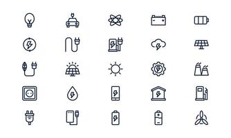 Energy saving icon representing eco-friendly power usage and sustainable electricity in outline style vector