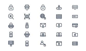 Cyber security icon representing data protection, digital safety, and online privacy in outline style vector