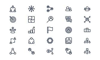 Teamwork icon representing collaboration, unity, and group success in a professional environment using outline style vector