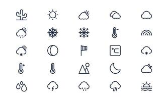 Weather icon representing atmospheric conditions, climate elements, and seasonal forecasts in outline style vector